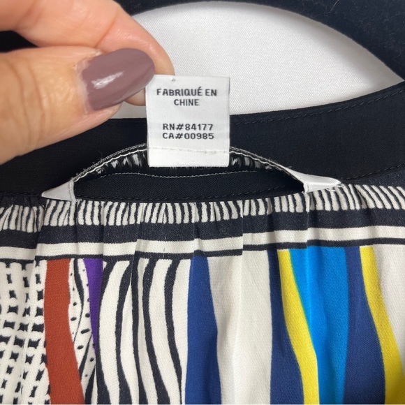 DIANE VON FURSTENBERG Alana Multicolor Geometric Silk Blouse Tunic Top 12 DVF - Picture 10 of 10